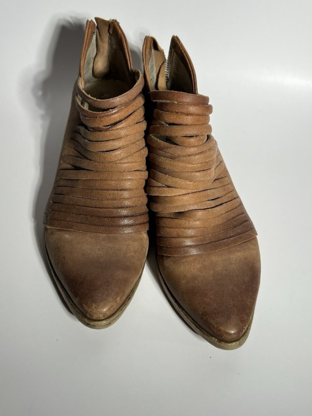 Free People Lost Valley Distressed Leather Booties Brown EU 38 US 7.5-8